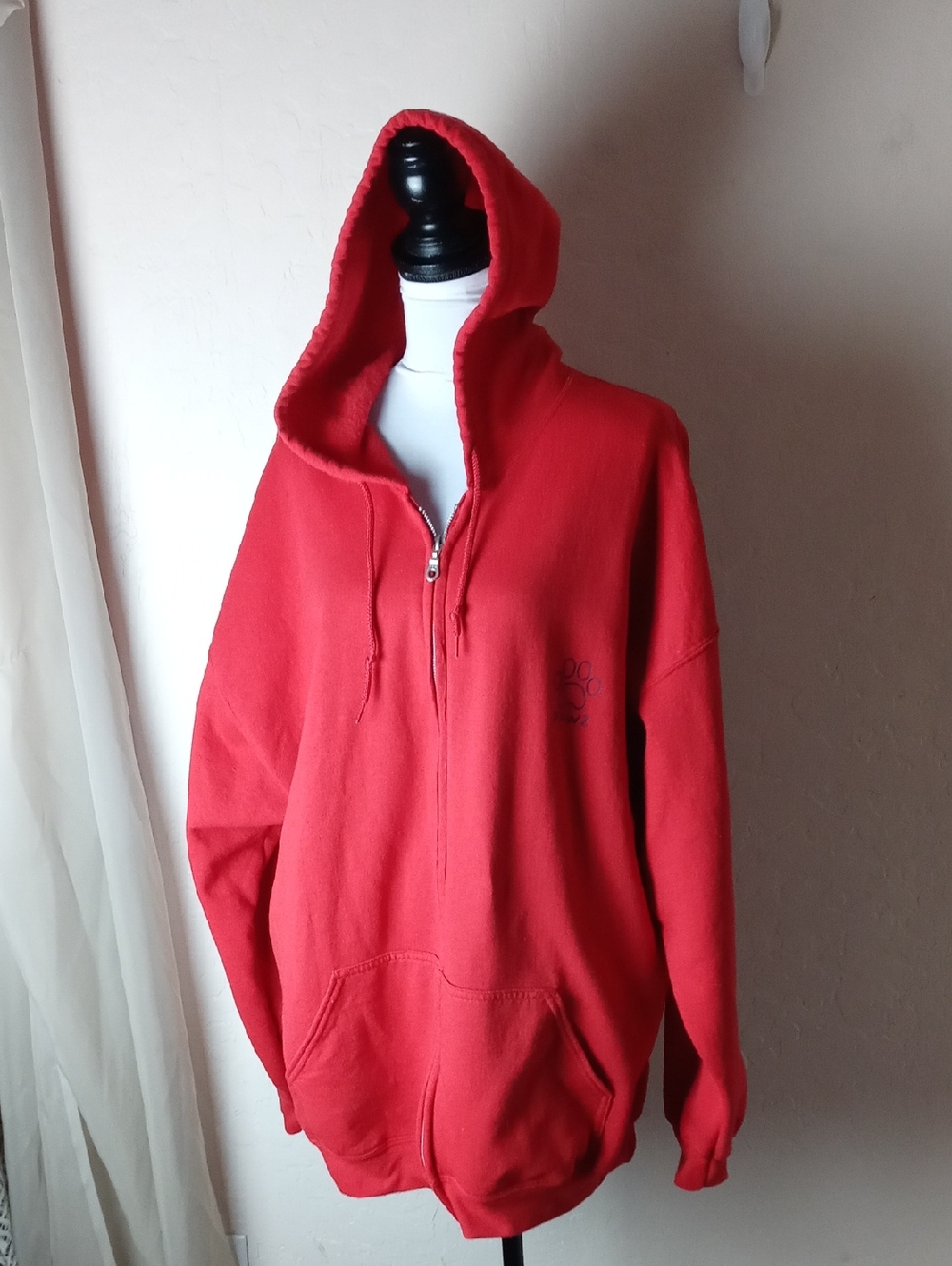 PAWZ Men's Red Zip-Up Hoodie Sweater